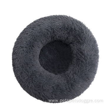 eco-friendly long plush round washable dog beds